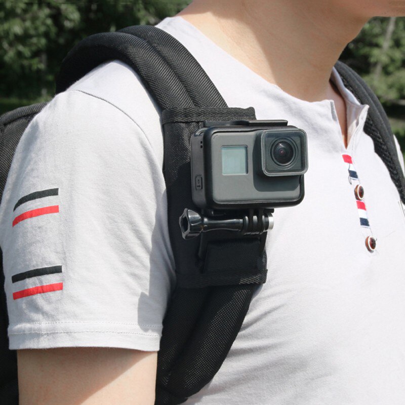 Mochila con correa para hombro para Gopro Hero 6 5 4 3 + con hebilla de gancho de rotación ajustable de 360 grados para Gopro Hero para Xiaoyi