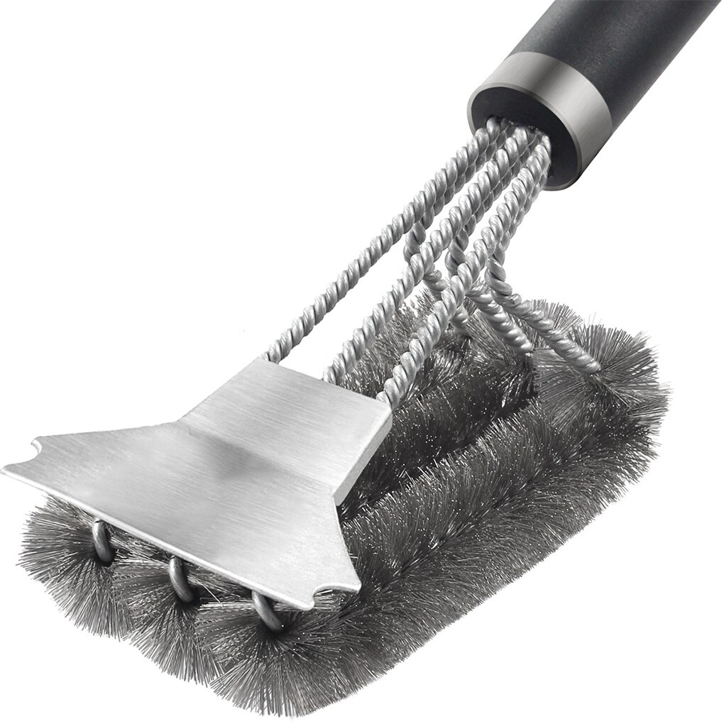Grattoir à brosse de nettoyage de plaque de Barbecue à 3 têtes, grattoir en acier inoxydable, four à Grille, plateau à brosse métallique, d&#39;accessoires de Barbecue