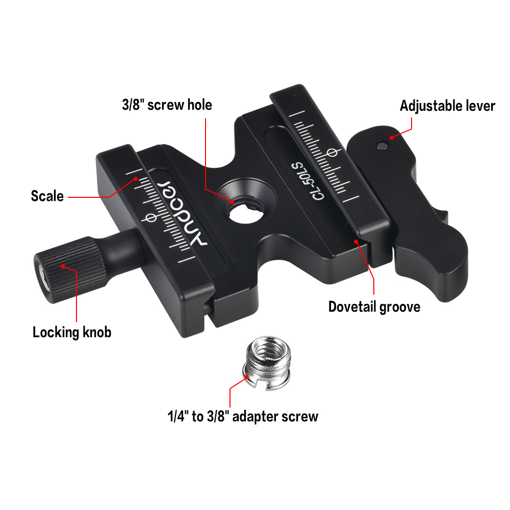 Andoer CL-50LS Aluminum Quick Release Clamp with Adjustable Lever for Arca Swiss Standard Quick Release Plate Ball Head Tripod