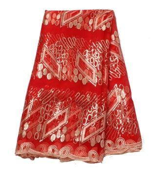 Artesanías y costura baratas-tela africana de encaje Bordado geométrico de 125 cm de ancho para ocasiones especiales vendidas por el C barato de 5 yardas: Red