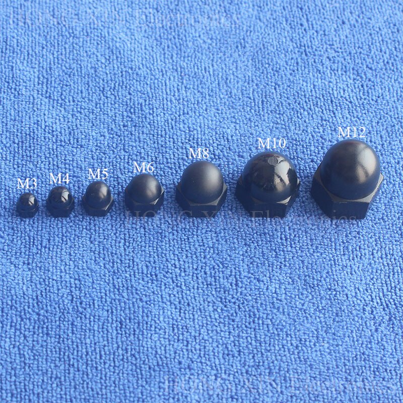 1Pcs RoHS M3 M4 M5 M6 M8 M10 M12 Black Nylon Nut Plastic Cap Nuts Decorative Acorn Nut brand high Plastic hexagon