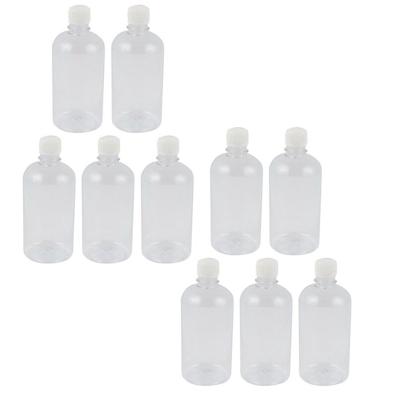 10Pcs 500ml Clear Plastic Lab Seal Reagent Bottle Chemical Graduation Sample Bottle
