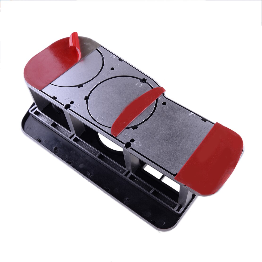 Universal Brim Plastic Front Instrument Desk Table Double Cup Drink Holder for Cars Black &amp; Silver