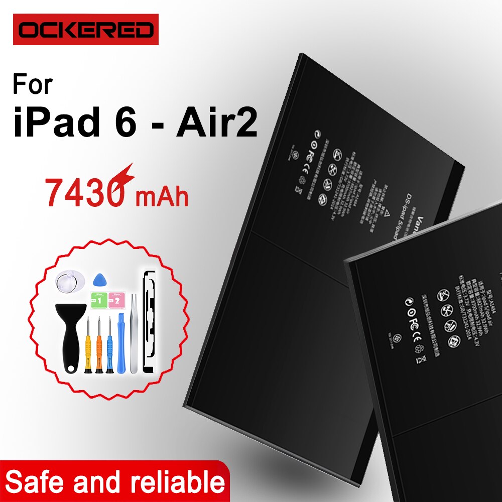 Ockered Batterij Voor Ipad 6 Air 2 Batterij A1547 A1566 A1567 7340Mah Voor Apple Ipad Air2 IPad6 Tablet Bateria met Gratis Tools