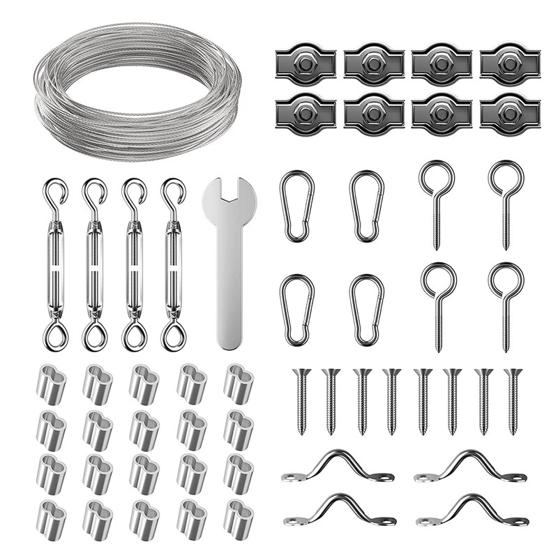 45M Pvc Gecoat Staaldraad Hek Draad Tuin Draad Voor Klimmen Planten/Draad Hek Roll Kit/Staal draad Spanner: Default Title