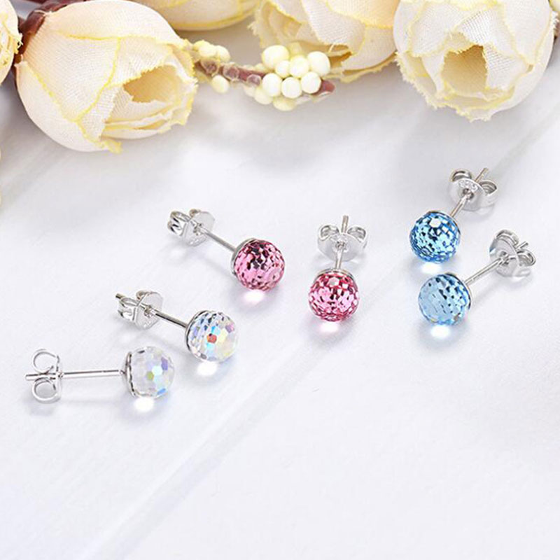 6/8mm kleurrijke oorbellen met strass-steentjes, veelkleurige bolvormige oorknopjes, kristallen oorbellen, kristallen oorbelaccessoires voor dames