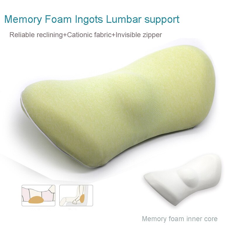 Slow Rebound Memory Cotton Lumbar Support Pillow for Office Chair Multi-Functional Car Back Pillow Waist Protect Cushions HM014: Cation yellow