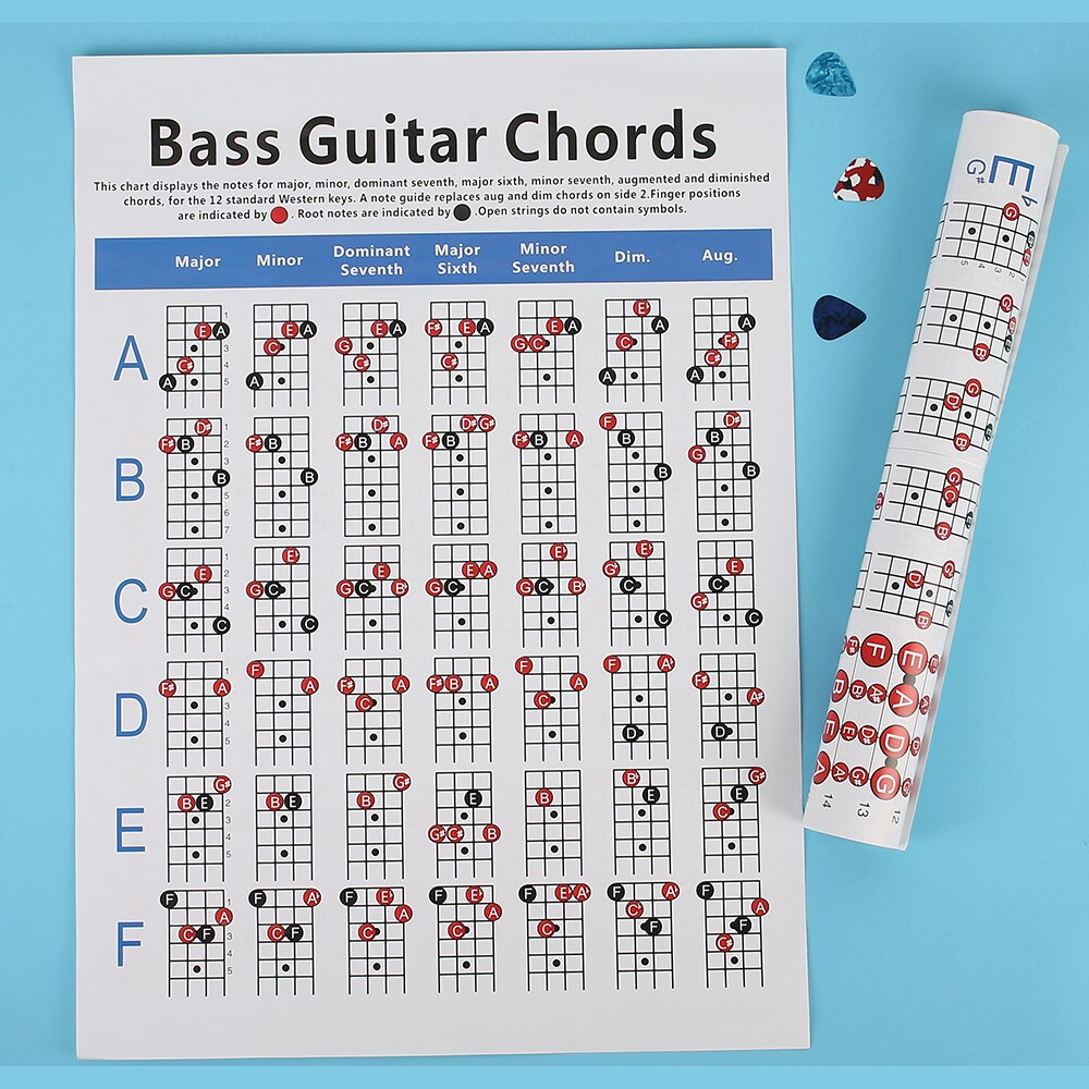 Four-string Electric Bass String Spectrum Guitar Chord Paper Practice Music Score