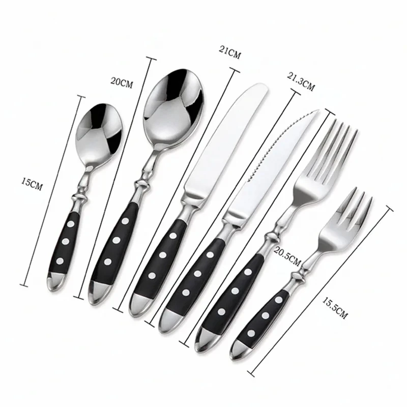 Cubiertos clásicos y elegantes de acero inoxidable, juego de 4/6/8 piezas, cuchillo deportivo de , cuchillo para carne con horquilla completa, juego de cubiertos creativos