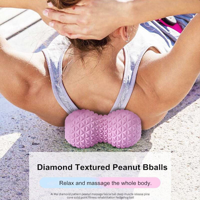 Peanut Shaped Yoga Massage Ball Diamond Texture Massage Ball Deep Muscle Relaxation Leg Back Acupoint Exercise Fitness Tool
