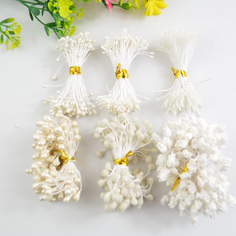 540pcs Verschillende Kunstmatige bloem meeldraden Parel Dubbele Heads Bloem Meeldraden Stamper