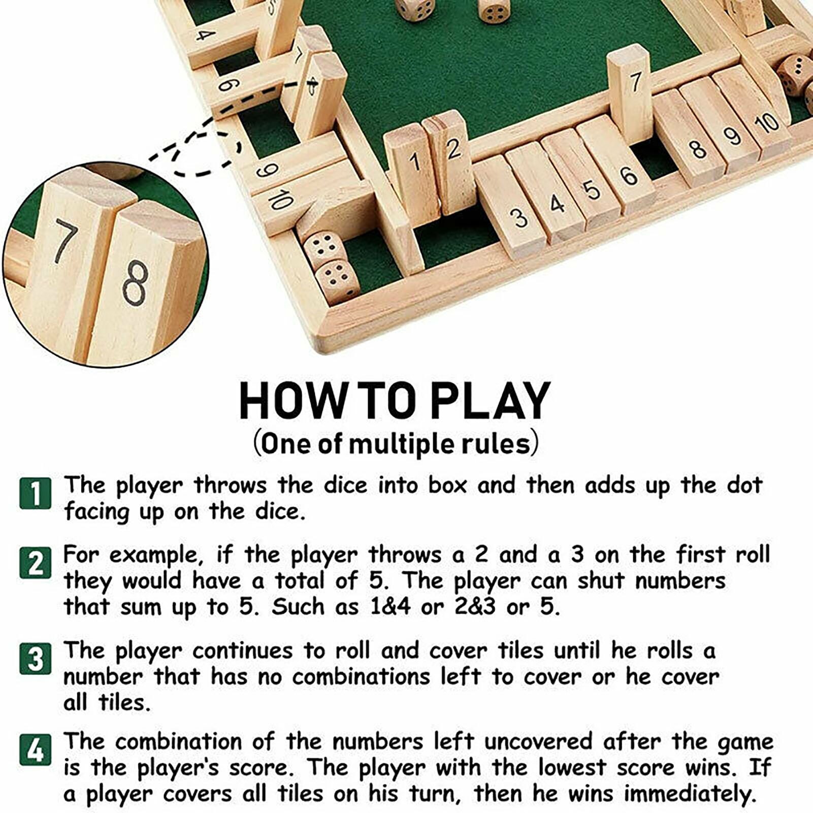 4 Zijdig 10 Nummers Sloot De Doos Bordspel Houten Mathematische Traditionele Pub Board Dice Game Familie Reizen Leuk Spel set