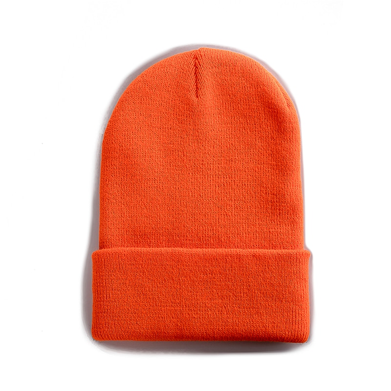 gorro Unisex Multicolor de otoño e invierno para hombre, gorro básico para uso diario, gorro de punto suave para mujer, gorro de calle que combina con todo: Naranja