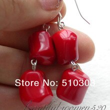 GRÁTIS Incrível Cilindro Vermelho Coral Contas Colar jewerly 18 "pulseiras 7.5" AAA Grau das mulheres bom nobre senhora: earring