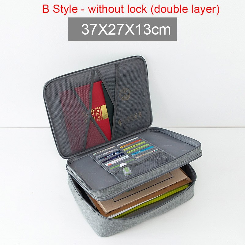 Bolsa de tickets para documentos de viaje, organizador de archivos de gran capacidad para certificados, uso doméstico para viajes, para almacenar artículos importantes, caja de almacenamiento: B  gray