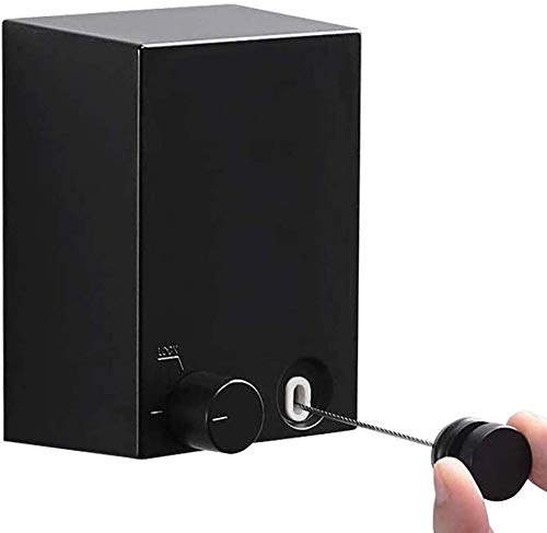 Retractable Clothesline Adjustable Stainless Steel Rope String Hotel Style Heavy Duty Drill Free &amp; Wall Mounted Method: Black