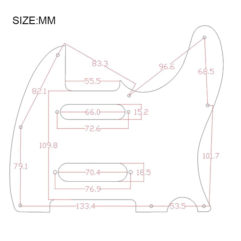Golpeador Tele de 3 capas con 2 pastillas de bobina única, placa rascadora de 8 orificios para guitarra eléctrica estilo TL, multicolor