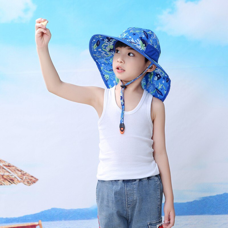 Cute Wide Brim Sun Hat Kids Summer Beach Girls Travel Outdoor Anti-UV Casual Sun Cap