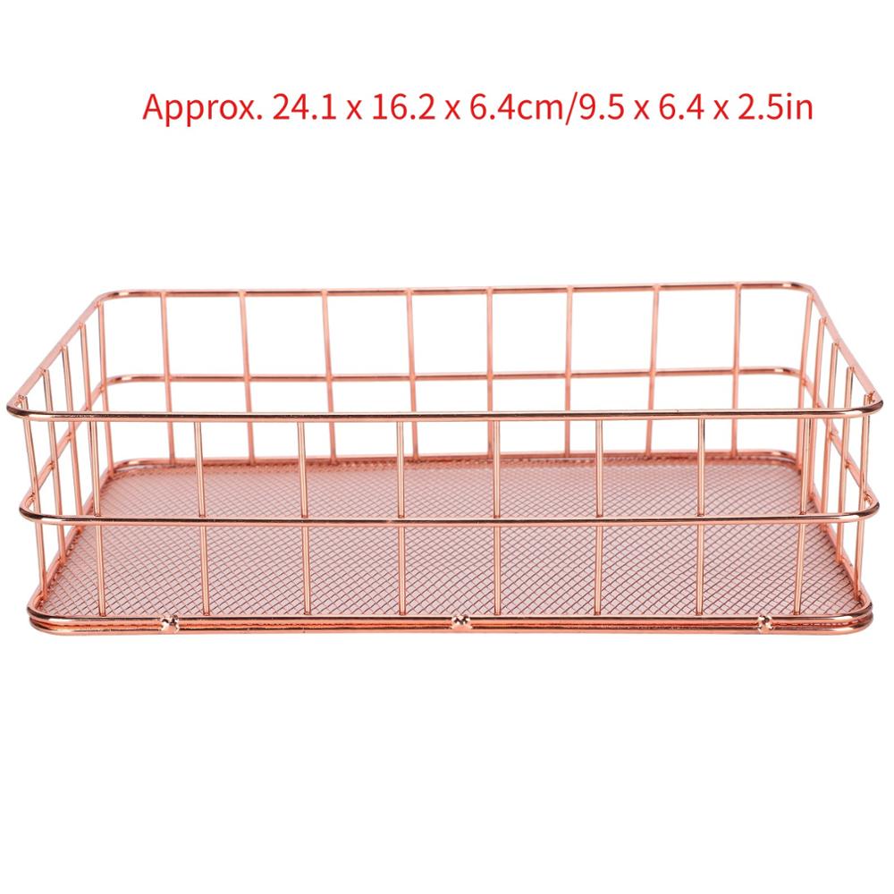 Schreibtisch Lagerung Korb Rose Gold Metall Netz Obst Kleidung Tisch Organisation Storaging hause büro lagerung: Typ 2
