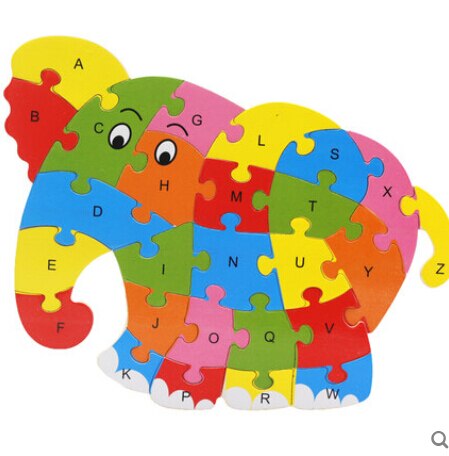 Holz Tier Elefanten Dinosaurier ABC Alphabet Lernen Puzzles Jigsaw Intelligenz Spiele Spielzeug Für Kinder Kinder: green
