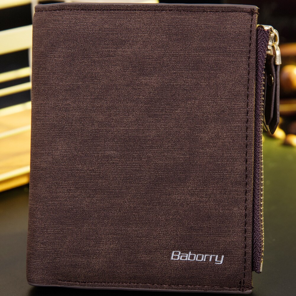 RFID Protect Men Wallet Solid Soft PU Coin purse Card Holder Short Wallets Slim Wallet for Men Geldbeutel Herren: Brown