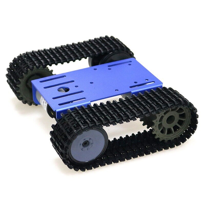 Tp101 metal smart crawler robot tank chassis kit med 33gb-520 12v dc motor aluminiumslegering panel diy til arduino legetøj: Blå