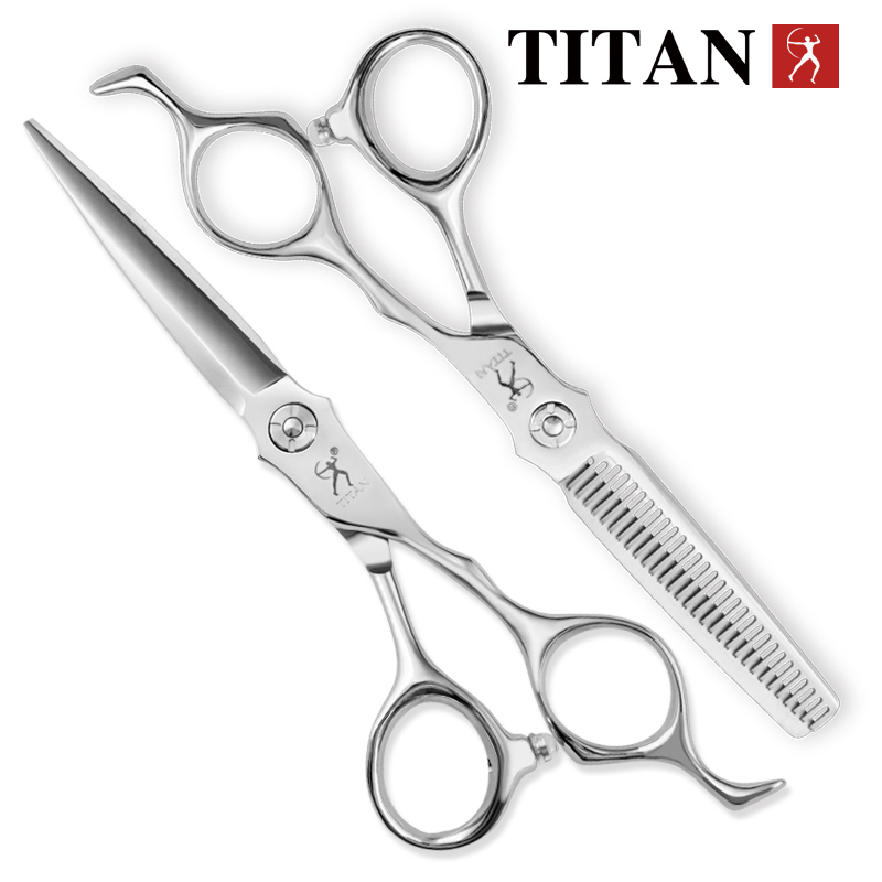 Titan professionele kappersschaar kappersschaar 6,0 inch gesneden dunner kapper gereedschap: Zilver