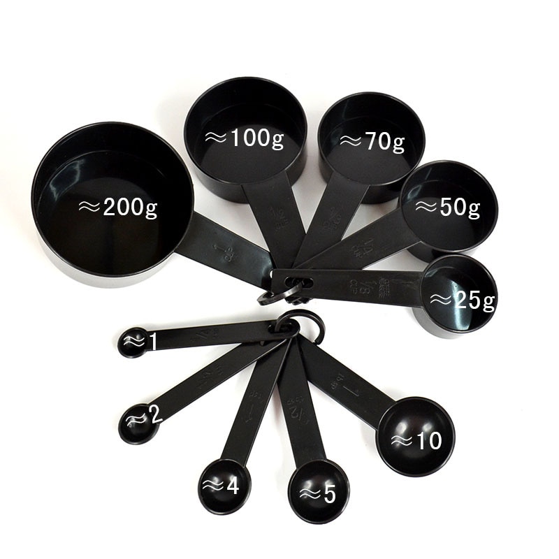 Acessórios de cozinha 1 conjunto cozinha cozinhar ferramentas preto plástico medida colher café açúcar copos medição utensílios cozinha gadgets