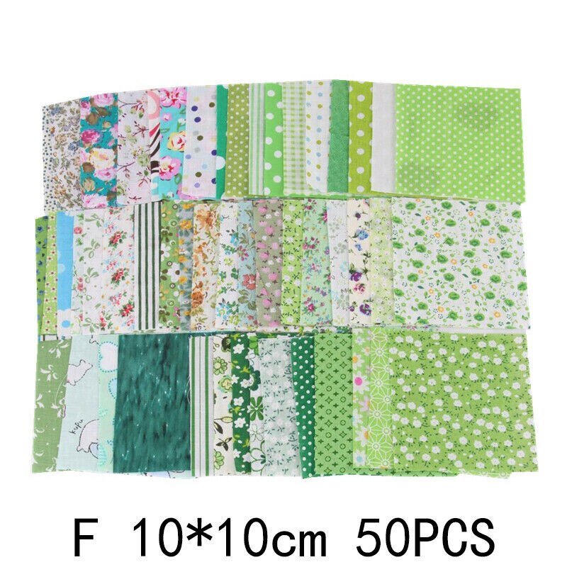 50 Stks/set 10*10Cm Vierkante Bloemenprint 100% Katoen Stof Patchwork Doek Craft Naaien Kleding Handgemaakte Materiaal Diy accessoires: f