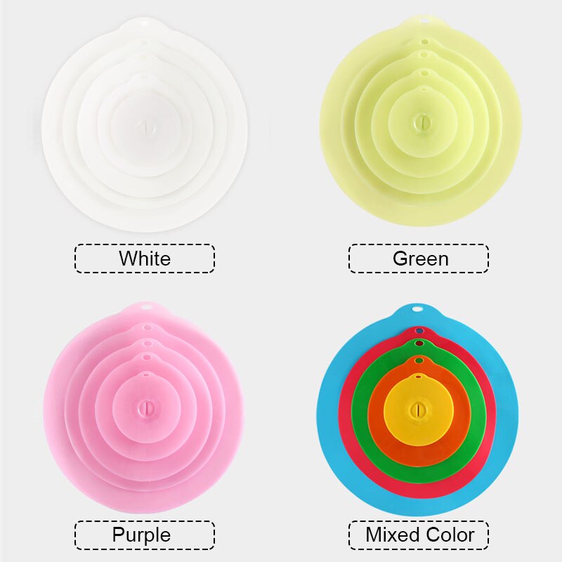 Tapas de silicona universales reutilizables para conservación de frutas y alimentos, sello al vacío, tazón con tapa, olla, envoltura de sellado, herramienta de cocina, 3/5 Uds.