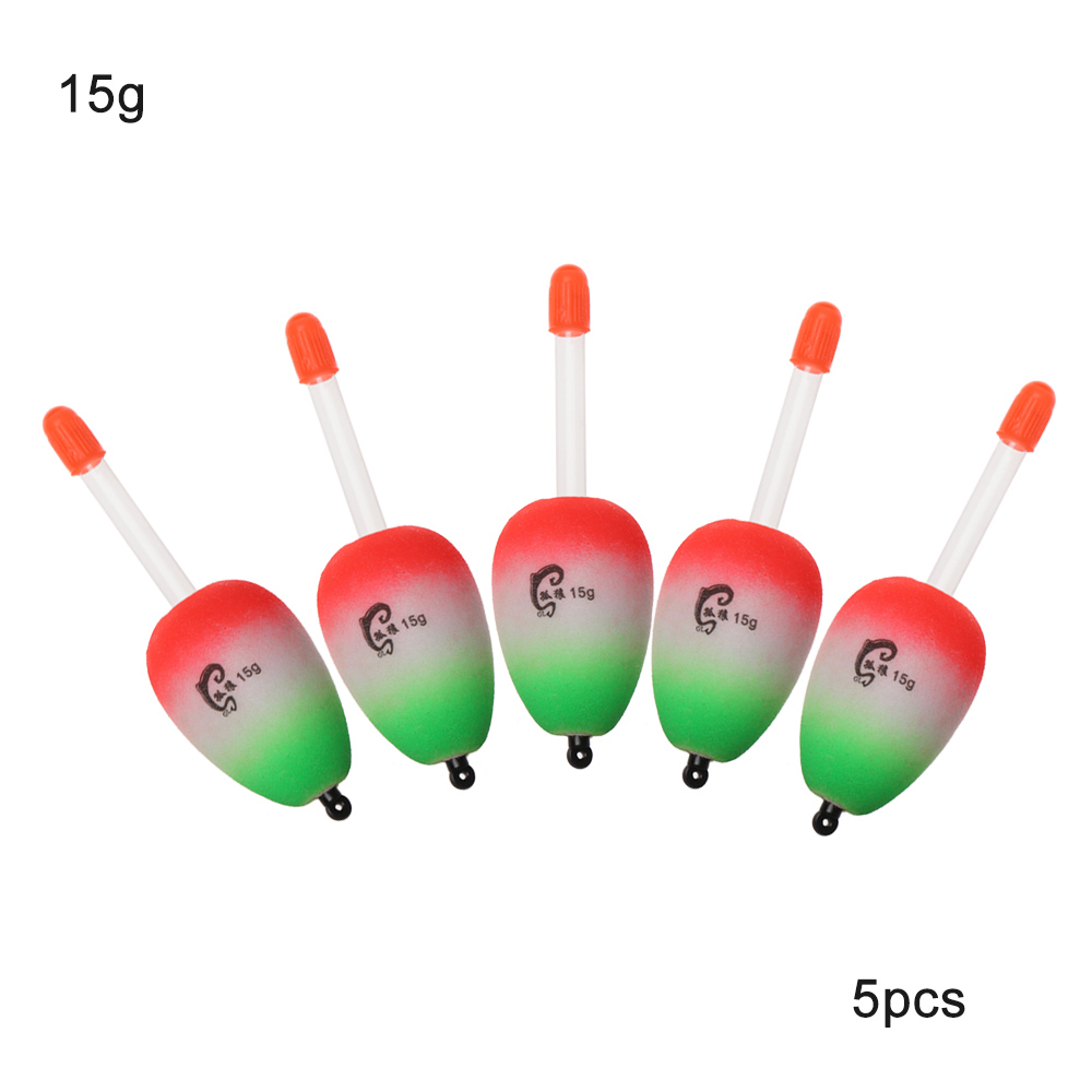 Ensemble de 5 pièces de flottaison en mousse EVA, boule de pêche lumineuse, Bobber, 10g/15g/20g/30g/40g/50g/80g/90g/100g: 15g