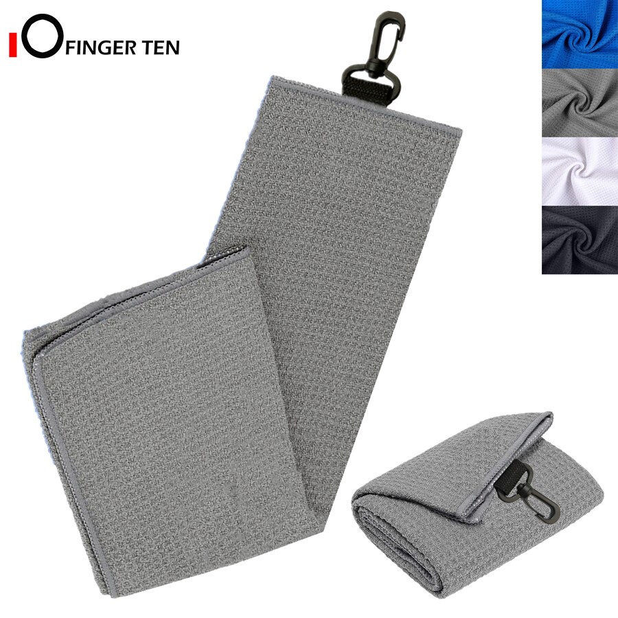 Tredobbelt golfvaffel mikrofiber golfhåndklæder med krog til golfposer klip 24 x 16 tommer rengøringshåndklæde klubber bolde renere mænd kvinder: Grå