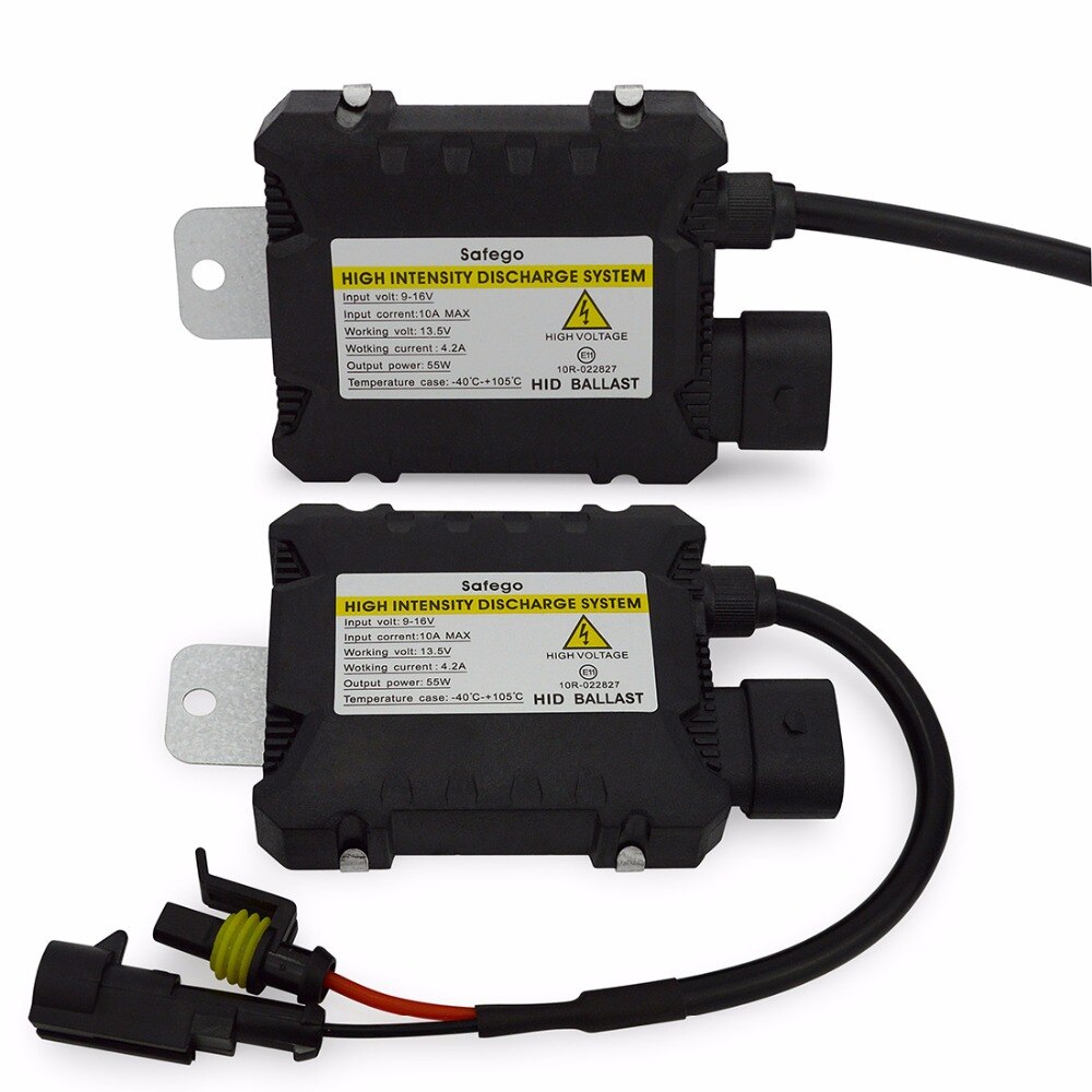 Safego xenon hid kit 55w h1 h3 h4 h7 h8 h10 h11 h27 hb3 hb4 h13 9005 9006 billykter pærer lampe hi/lo beam 12v 6000k hvite