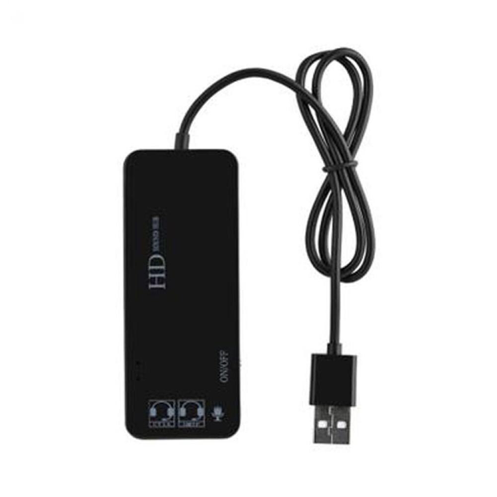 5V/0.6A 7.1 Channel 3 USB Ports External Sound Card Hub Audio Mic Adapter for PC Laptop External Sound Card
