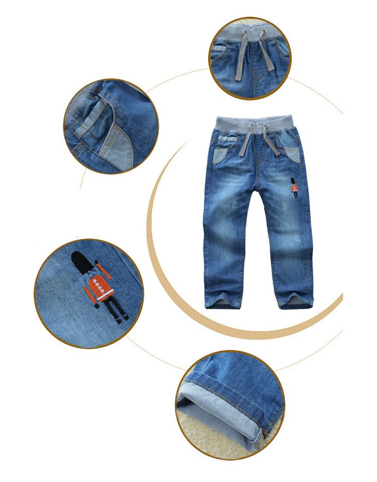 Lente Mode kids Jeans casual Jongen broek broek zomer Katoenen kinderkleding Elastische Taille Marineblauw Denim Broek 2- 9 jaar