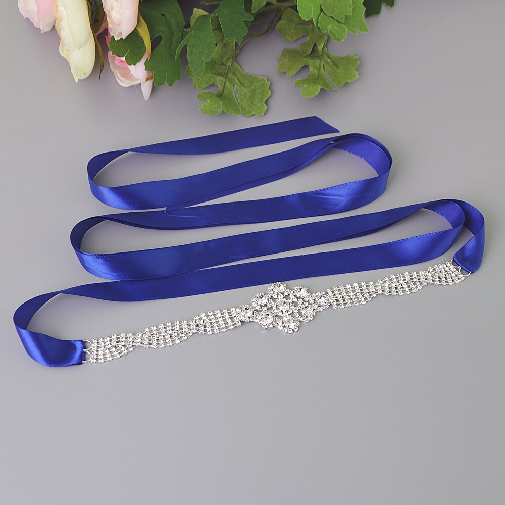 Zms 98 strass bruiloft accessoires trouwjurk riem bruidsriem bruidsmeisjes accessoires riem voor vrouwen huwelijkssjerpen riemen: Koningsblauw