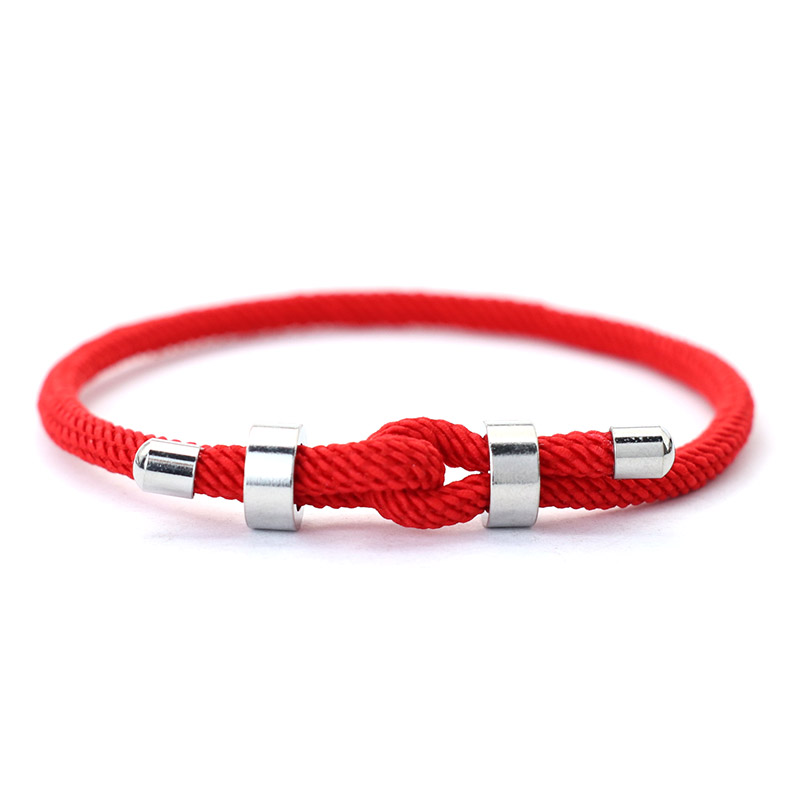 Novelties Men Bracelet Stainless Steel Metal Adjustable Cord Chain Braslet Lucky Red Thread Braclet Pulsera Roja Hombre Handmade: Hot Stamping