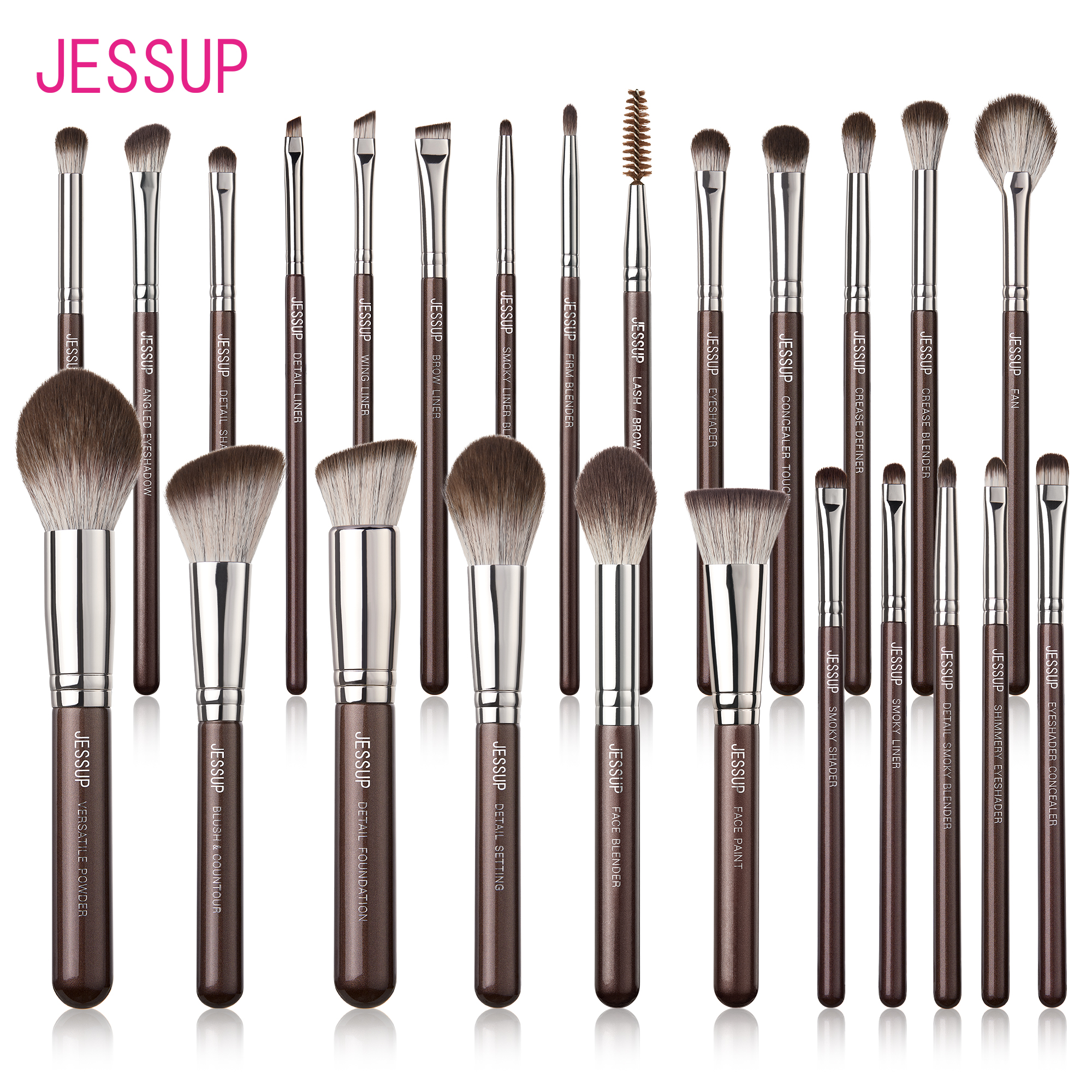 Jessup Make-up Kwasten Set 15/25 stuks Premium Synthetische Bruine Make-up Kwasten Foundation Oogschaduw Concealer Blush Eyeliner, T511