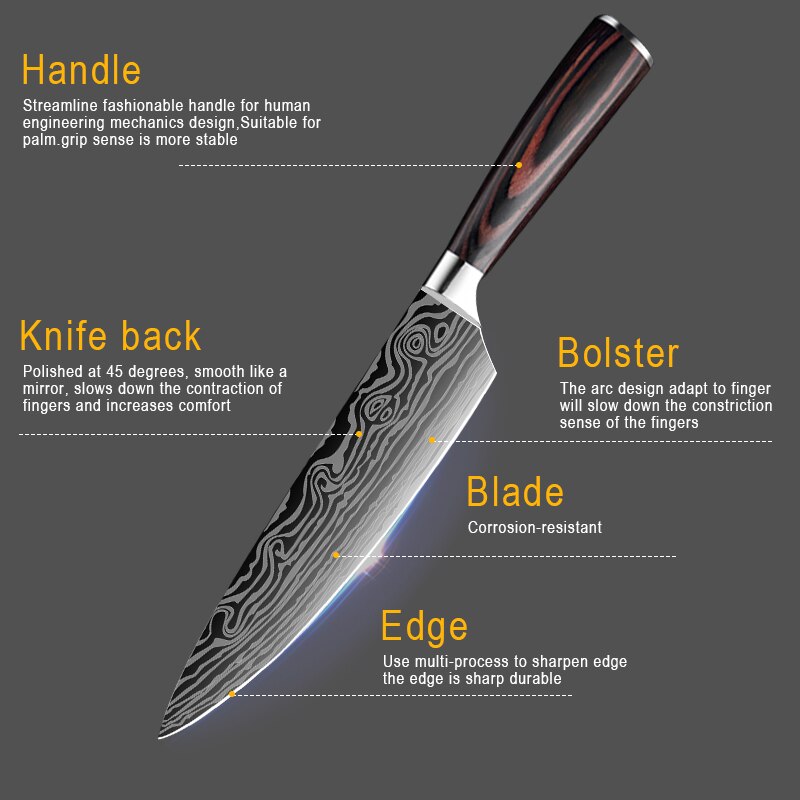 Kitchen Knives Set Sharp Chef Knives Japanese 7CR17 440C High Carbon Stainless Steel 4CR13 Boning Damascus