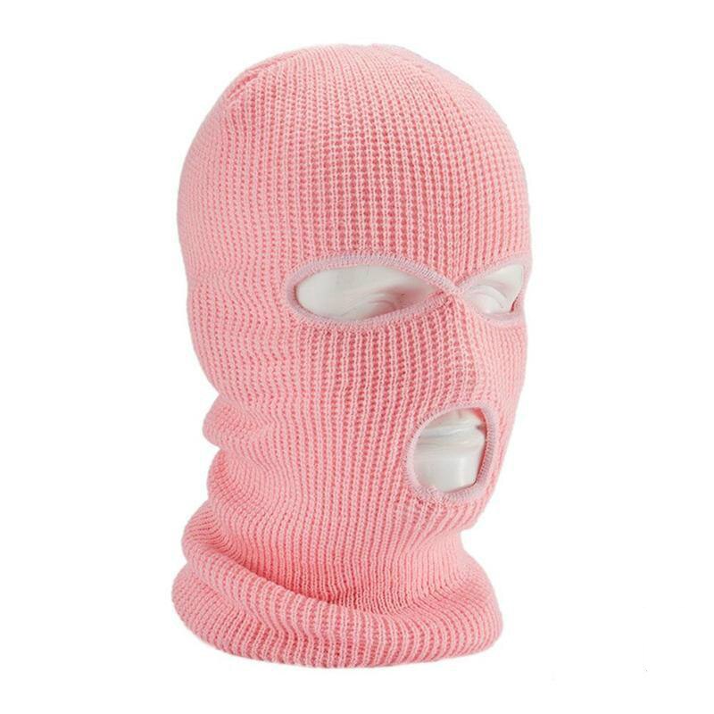 Novel Ski Mask Knitted Face Cover Winter Full Face Mask for Winter Outdoor Sports Winter Three 3 Hole Balaclava Knit Hat