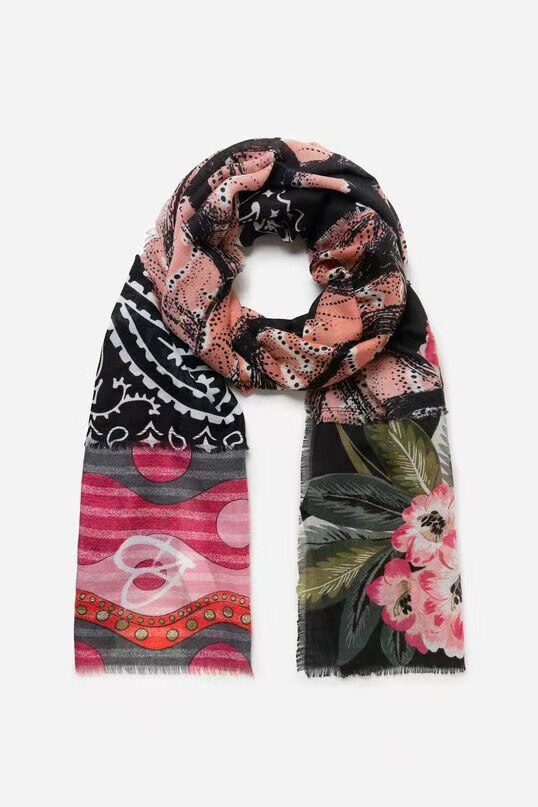 Spaanse Desigual Kleurrijke Print Dames Sjaal Geborduurde Zonnebrandcrème Zonnescherm Lange Handdoek Bloemen Strandlaken: 15