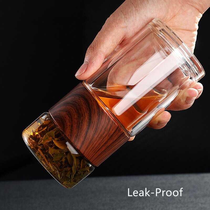 Dobbelt Glas Vandflaske med Etui Te Drik Flaske Infuser Tumbler Drinkware Vandflaske Miljøvenlig