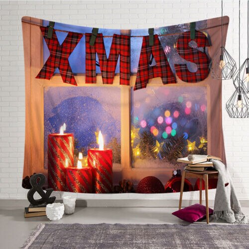 Digital Print Christmas Landscape Theme Picture Tapestry Background Wall Decoration Blanket Multi-Function Home Hotel Travel: C