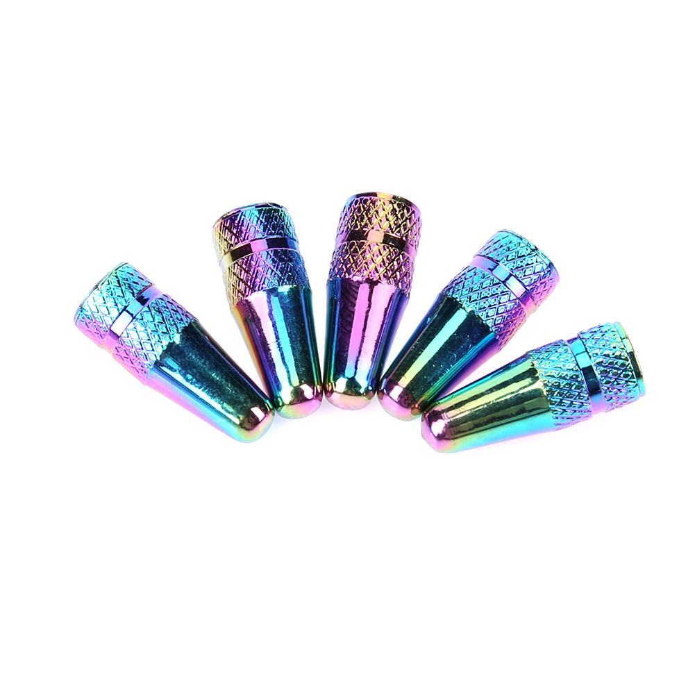 Tapa de válvula Presta para bicicleta de montaña, 5 uds., 8 colores, válvula de aleación de aluminio para bicicletas: rainbow color