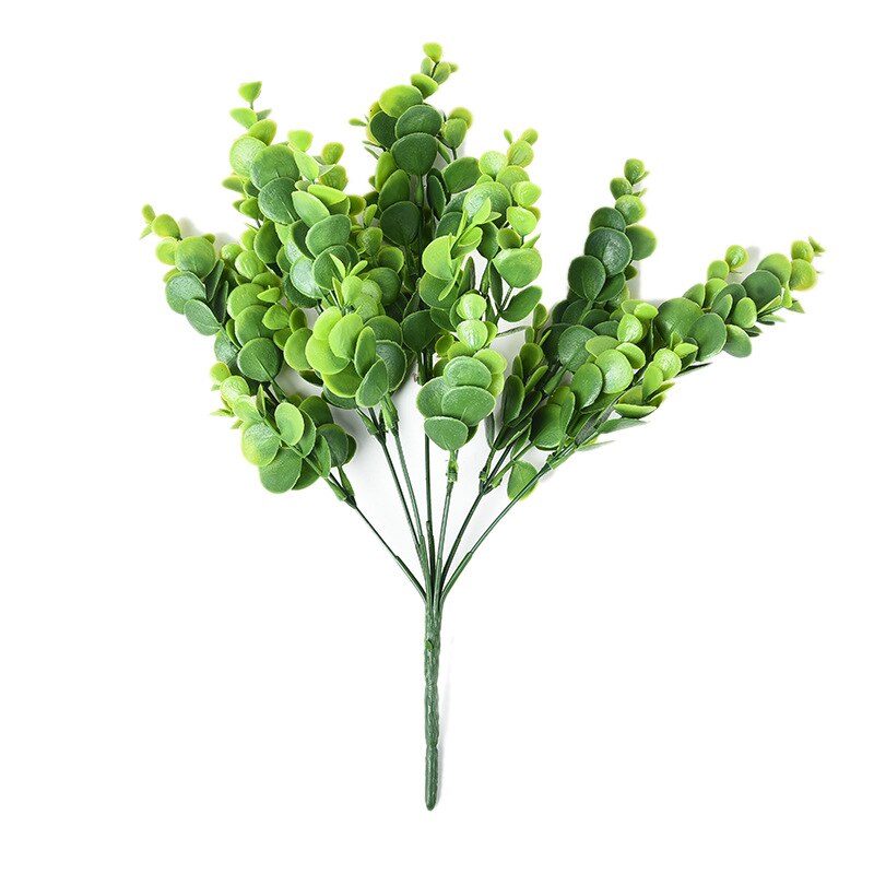 Meldel Diy Bruidsboeket Decoraties Kunstmatige Eucalyptus Bladeren 7 Vorken Handgemaakte Plant Bloemstuk Bruiloft Benodigdheden: Type 1 deep green