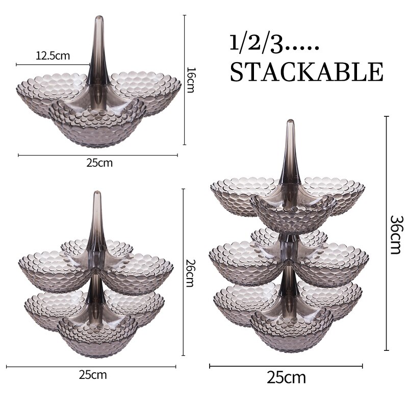 1/2/3 Multi Layer European Fruit Tray,Stackable Snack Serving Bowl - Dry Fruit Tray,Nut/Candy/Dried Fruit Display Storage Plate