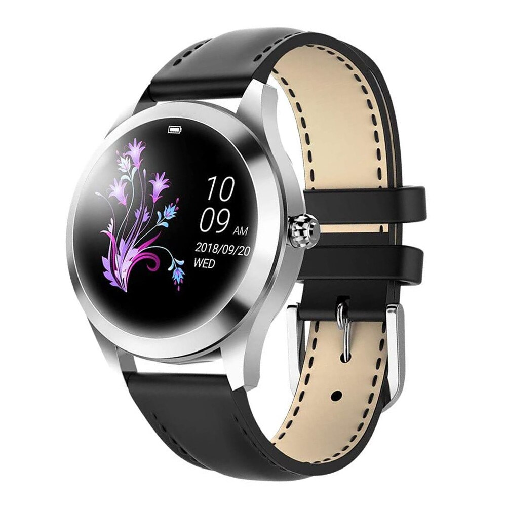 IP68 Wasserdichte Intelligente Uhr Frauen SchöNe Armbinde Herz Bewertung Monitor Schlaf Überwachung Smartwatch Verbinden IOS Android KW10 Band: Schwarz