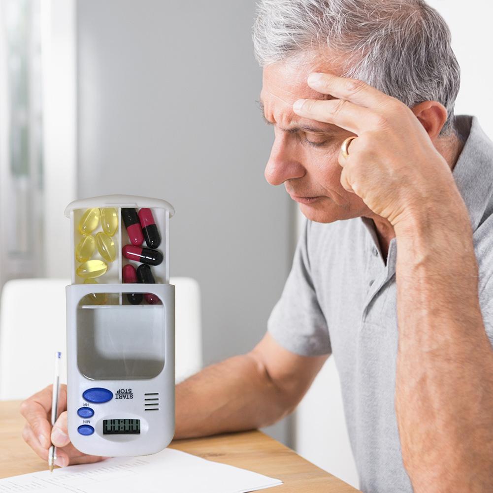 2 Grid Medicine Box Timer Alarm Pill Box Alarm Timer DIY Digital Medicine Pill Case Organizers Container Pill Timing Reminder