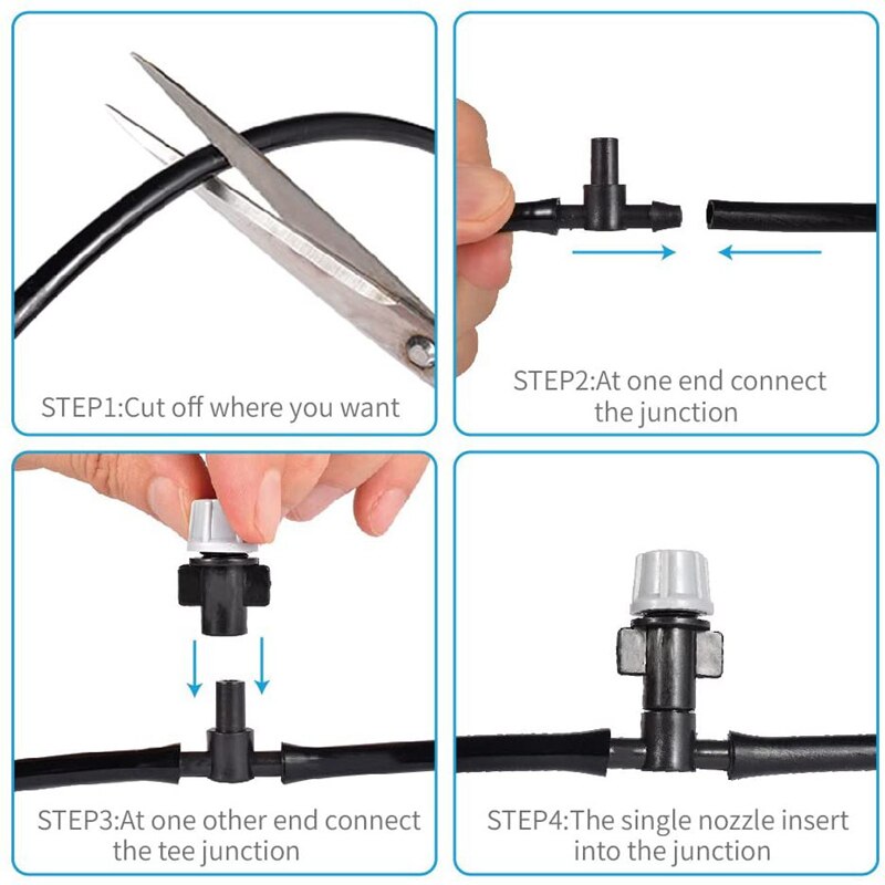 Home Garden Patio Misting Mini Flow Drip Irrigation Misting Cooling System with Mist Nozzle Sprinkler for Plant Flower