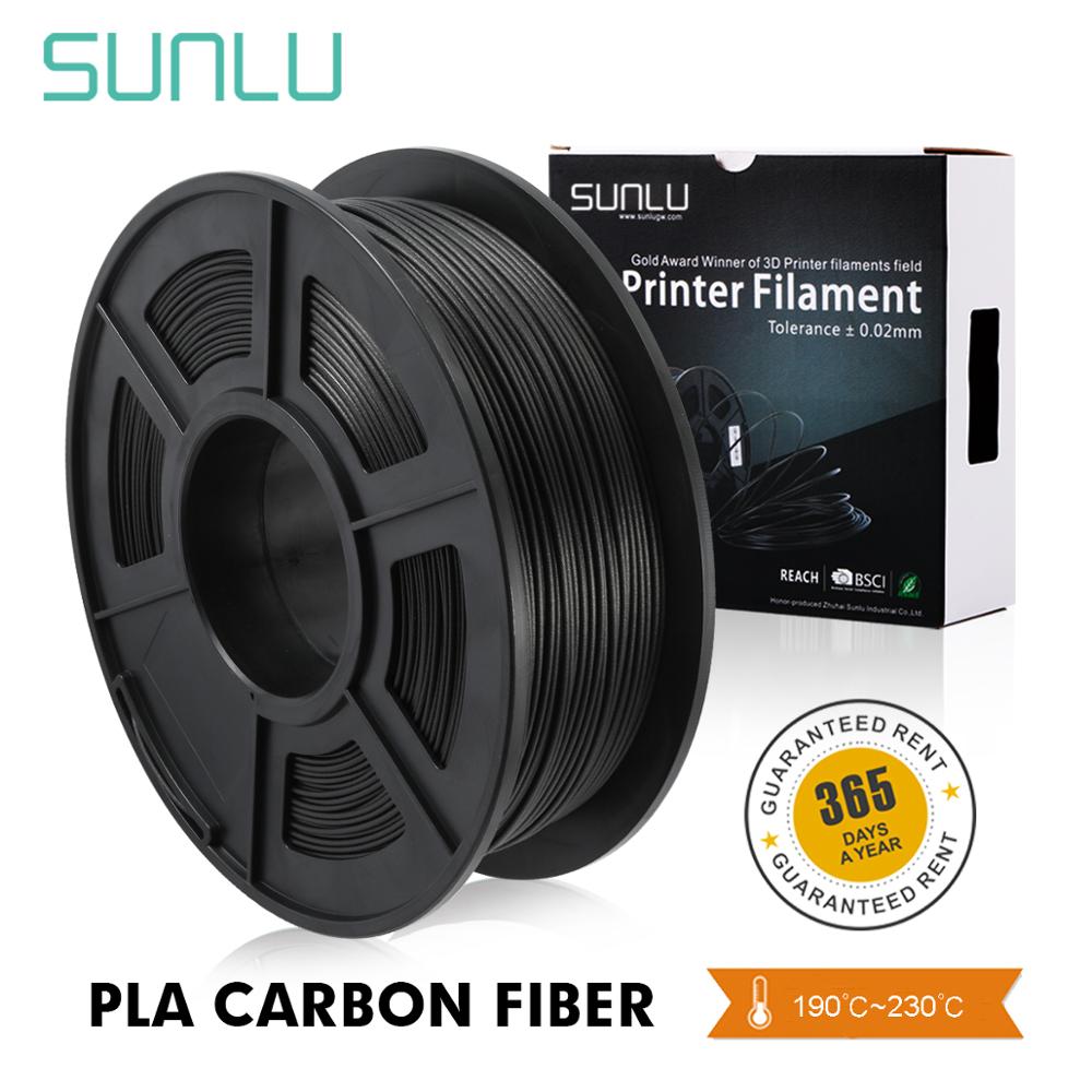 Sunlu-filamento de impressora 3d, fibra de carbono pla, tolerância +-0.02mm, 1kg, com carretel, 1.75mm, dureza